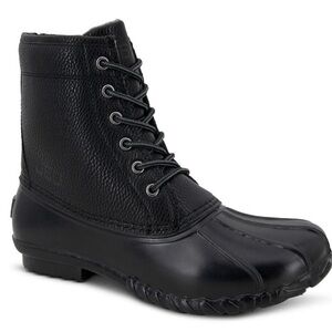 JBU Men's Black Waterproof Lace-Up Rain Boots